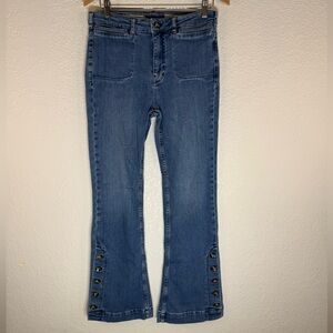 Anthropologie Pilcro Button hem High Rise boot cut jeans Women’s 29 Casual Boho